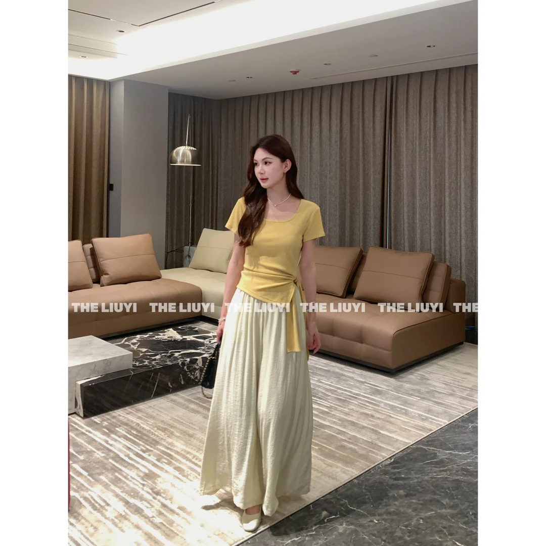 【LIUYI】仙仙裤~夏季高腰垂感A字阔腿裤54239
