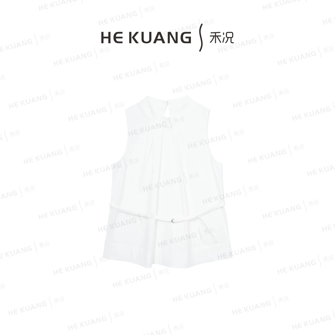 禾况HEKUANG【素白叙诗】 高级感白色轻奢无袖气质通勤C652 0037
