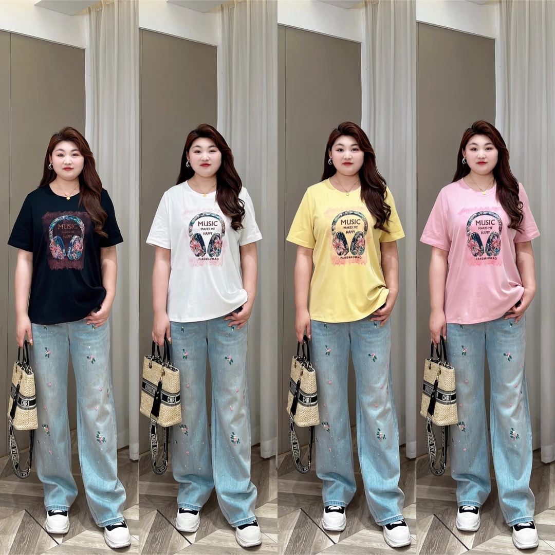 【上新】PMM81823夏季新款百搭简约遮肉显瘦时尚烫钻休闲短袖