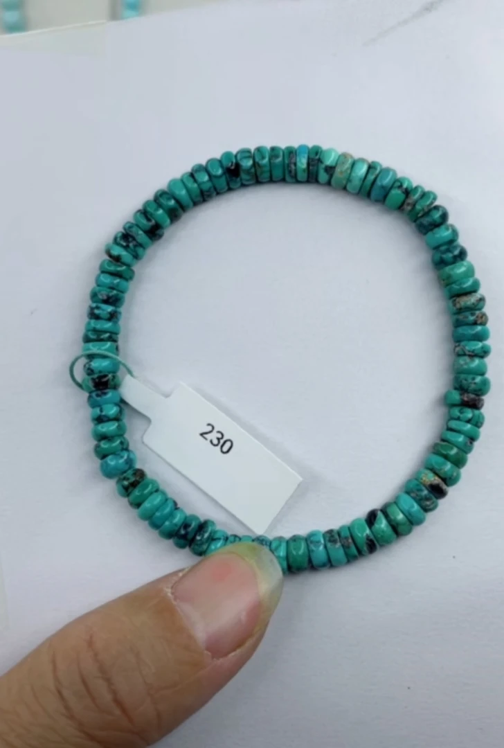 天然原矿绿松石手串卡5+