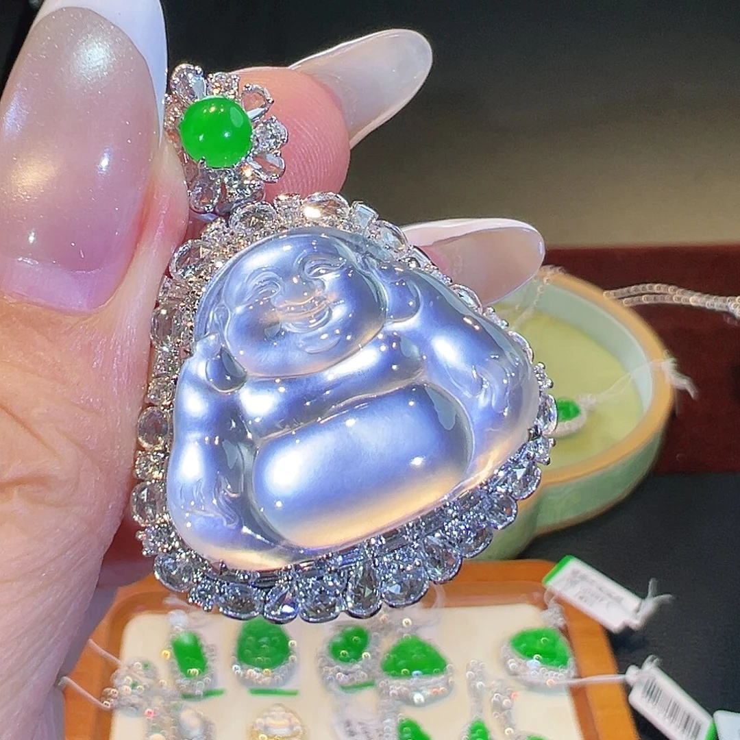 翡翠18K金镶嵌吊坠(不含链)翡翠