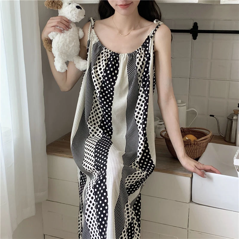 2024年睡裙女夏薄款棉绸连衣裙可外穿韩版ins中长款家居服夏季