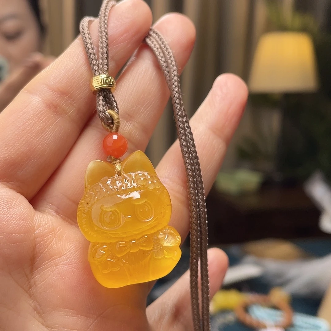 蜜蜡未镶嵌琥珀画吊坠