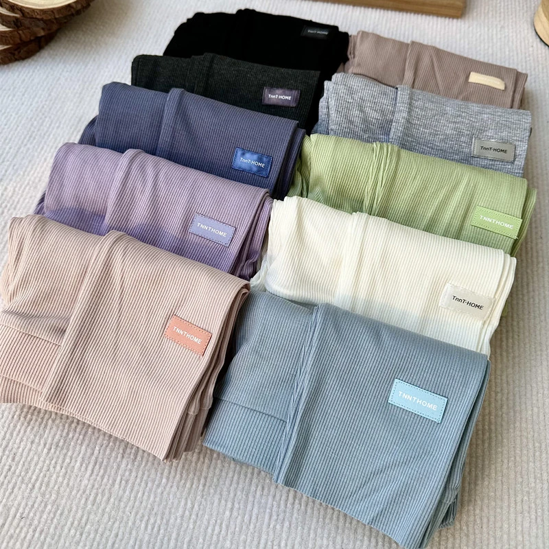 莫代尔打底裤女薄款外穿春夏2025新款七分螺纹显瘦弹力大码九分裤