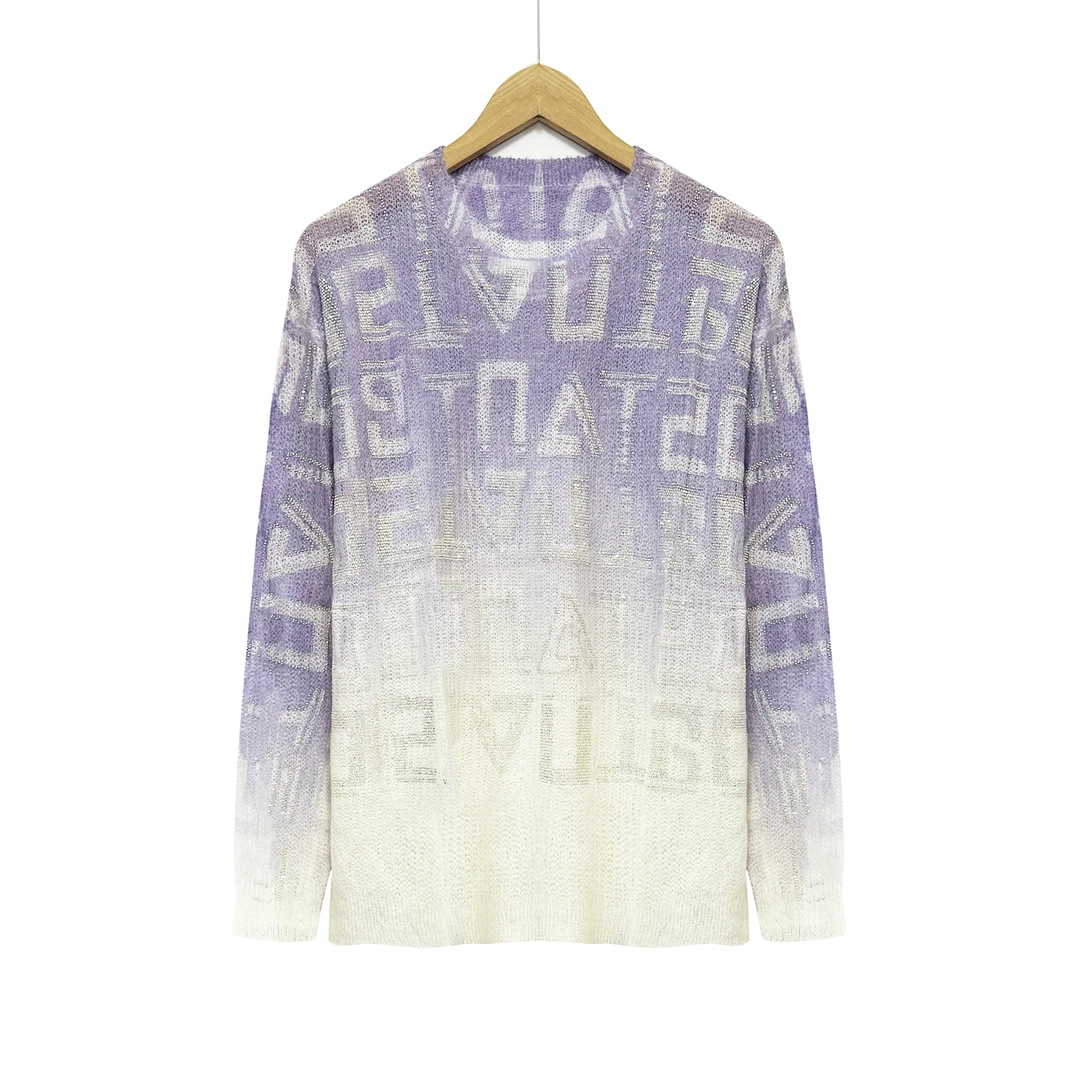 春上新！女士圆领渐变烫钻百搭针织衫F363