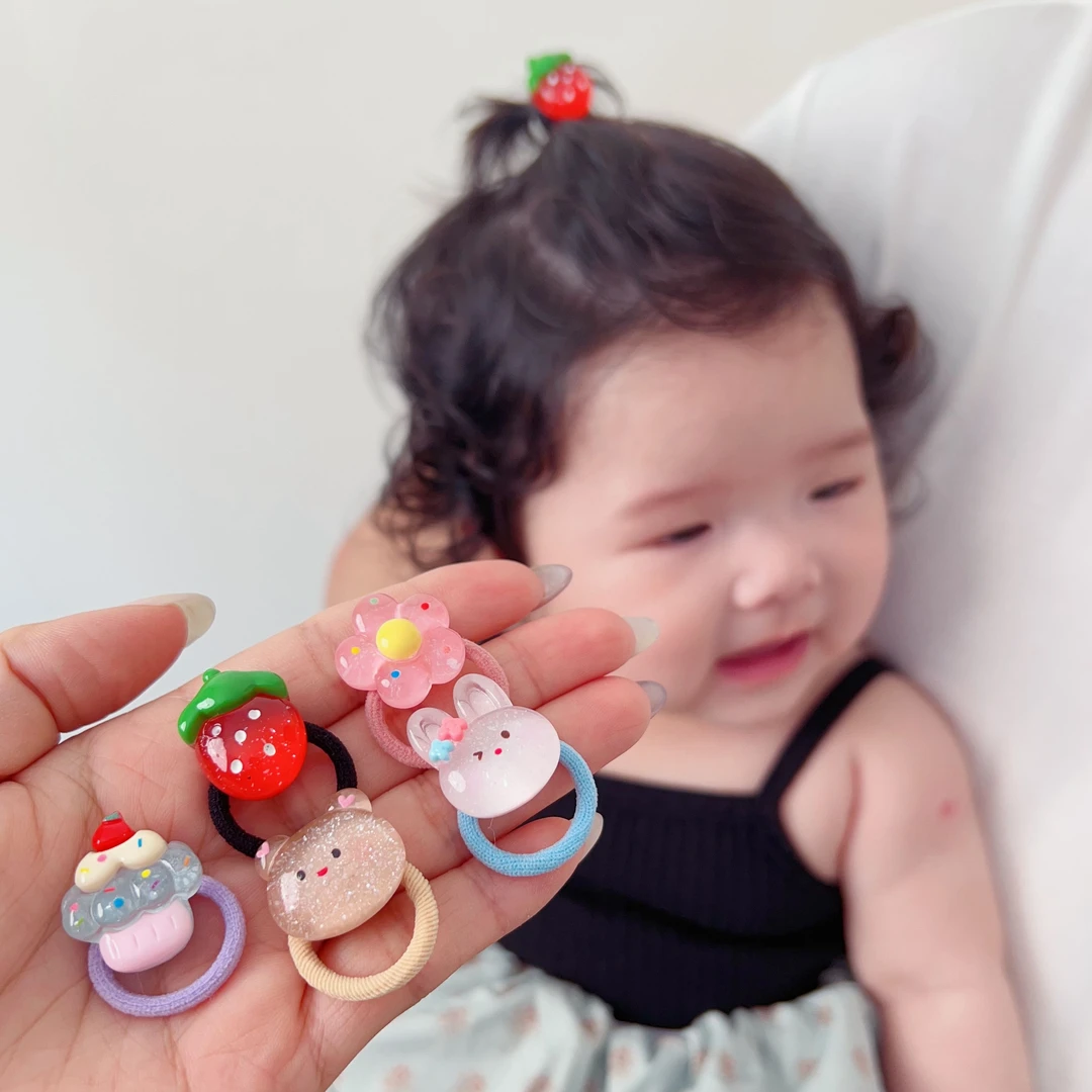 迷你圈 黄小妞儿童发饰可爱草莓小兔子宝宝皮筋小号拇指圈头绳