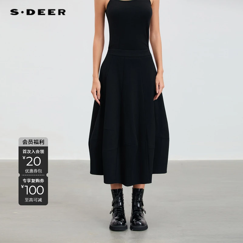 S·DEER圣迪奥女士秋季轻奢百搭气质时尚显瘦高腰半身裙S251Z1101