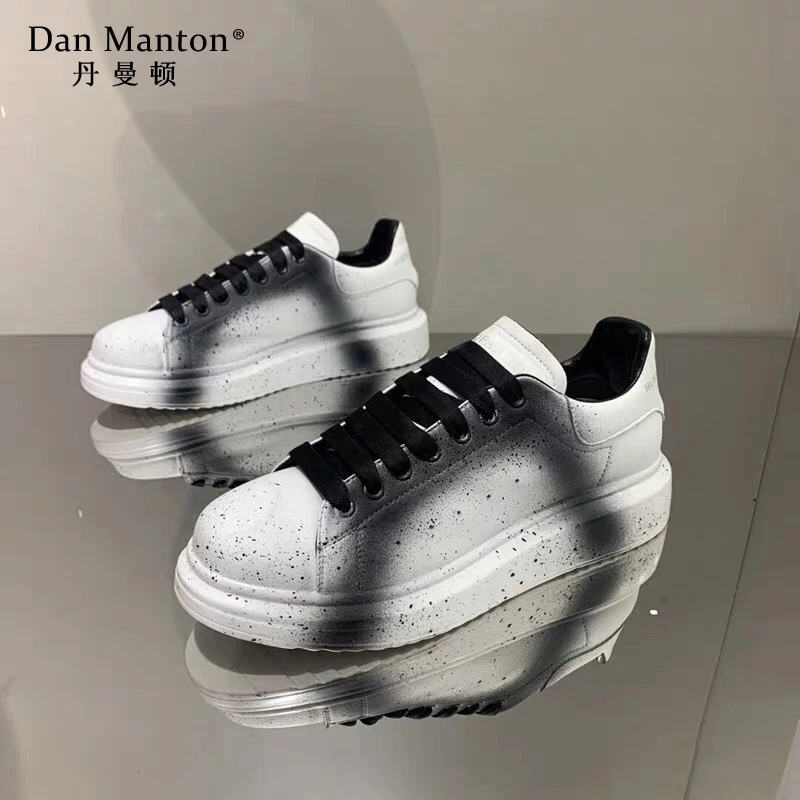 2025新款春夏季男鞋百搭透气厚底真皮小白鞋牛皮运动休闲时尚板鞋