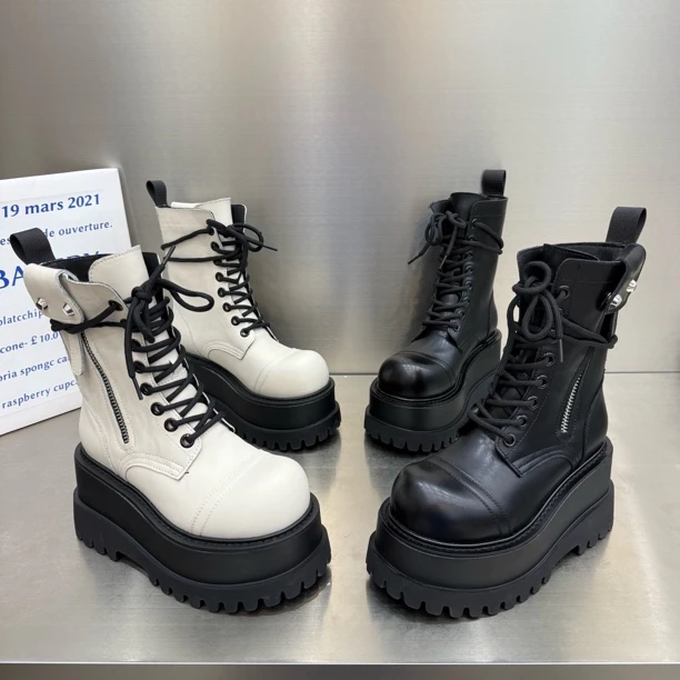 浩1009-20新款厚底松糕秋冬加厚时尚拉链短靴底厚9公分增高保暖