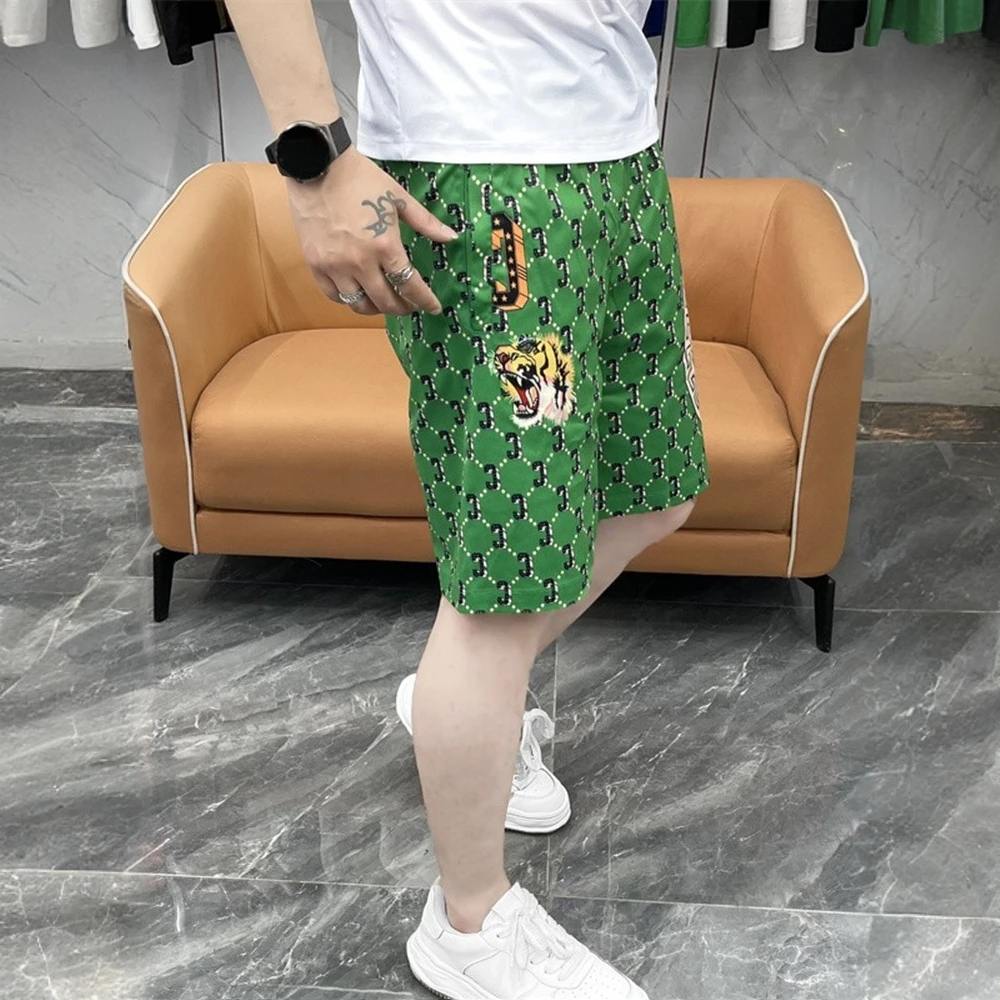 欧洲站夏季薄款短裤男士五分裤轻奢潮牌印花休闲运动休闲裤男中裤