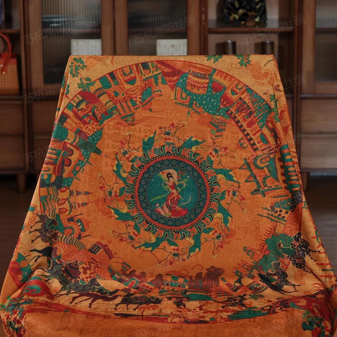 新【F88-75沙海灵韵】140*140丝巾围巾披肩香云老料中国风新中式