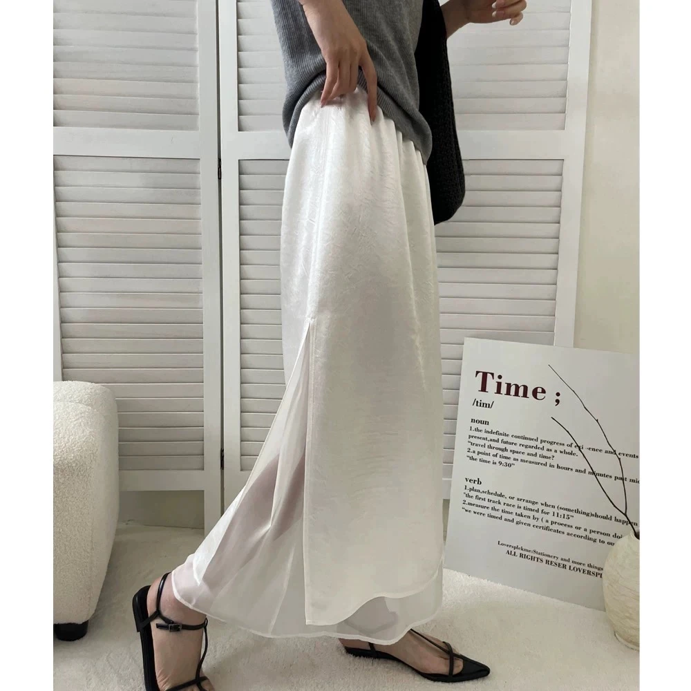 【同等质量比价位】显瘦高腰重工双层开叉半身裙25038