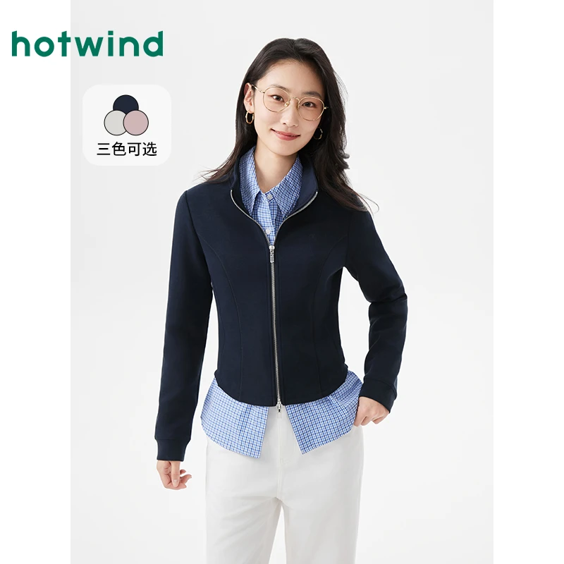 【热风门店同款】热风2025年春季新款女士立领开衫卫衣F20W25117