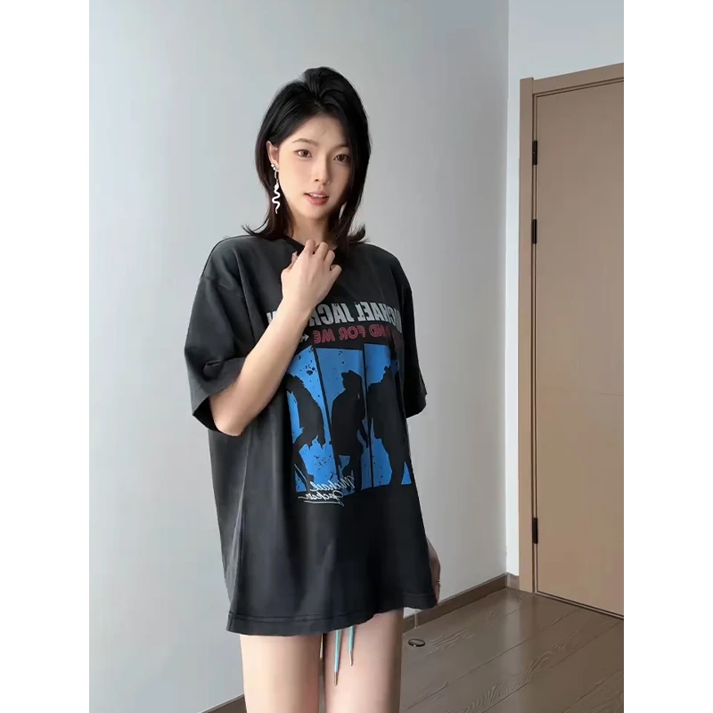 HermitCreate恶搞乐队印花短袖男款夏季vintage美式重磅水洗上衣