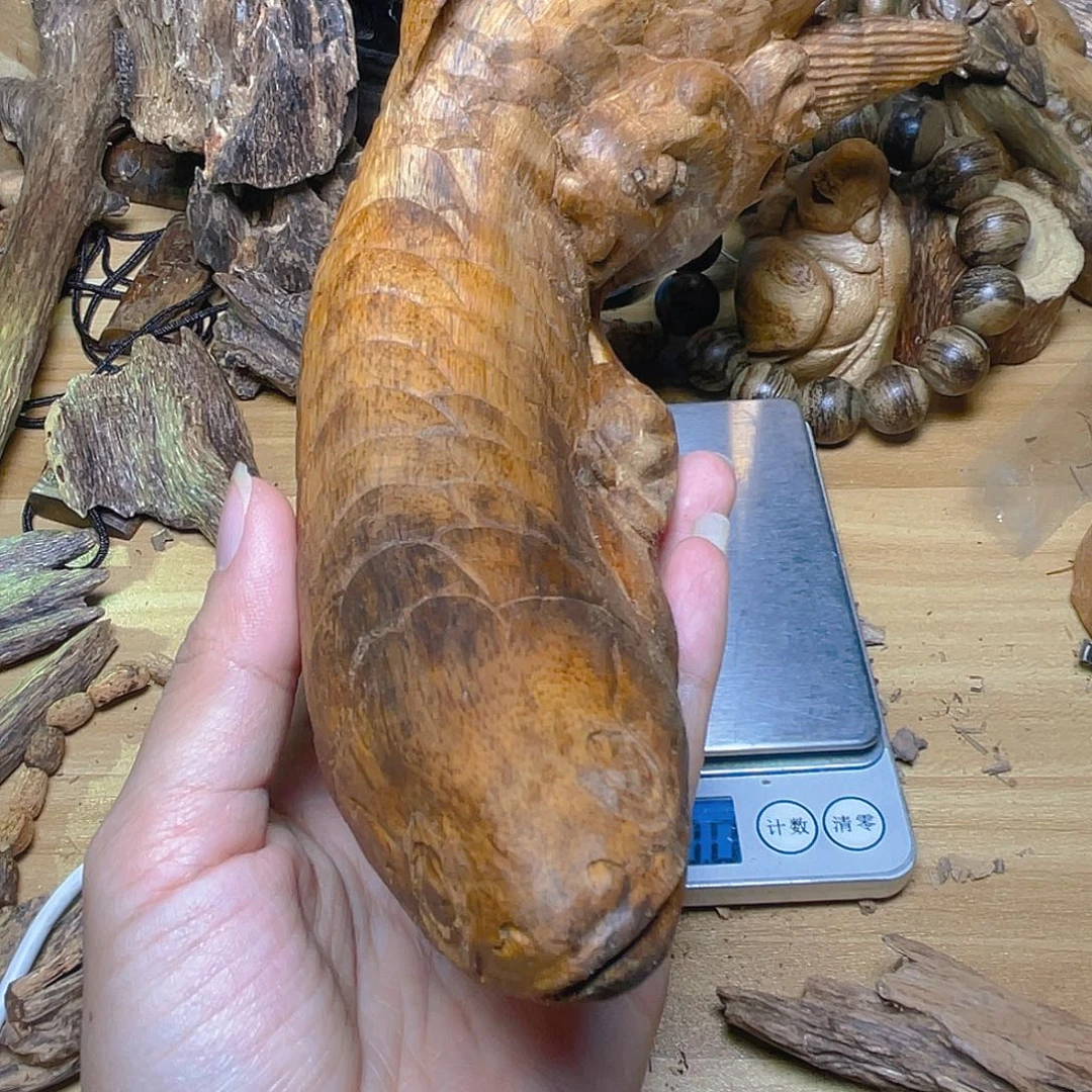 D***瑞沉香达拉干鱼跃龙门摆件191.5克