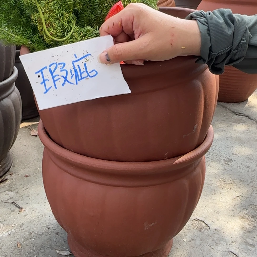 紫砂花盆口35高30瑕疵花泥火裂
