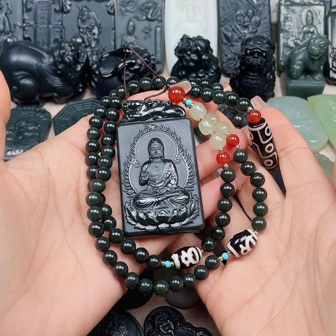 和田玉（青玉）颈饰未镶嵌