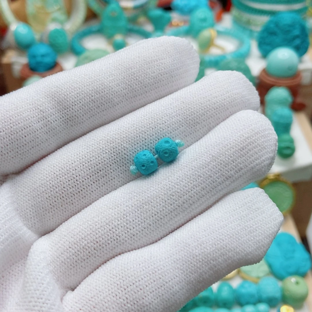 绿松石未镶嵌对珠6mm