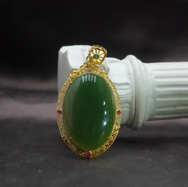 18K和田玉碧玉吊坠 DT030512