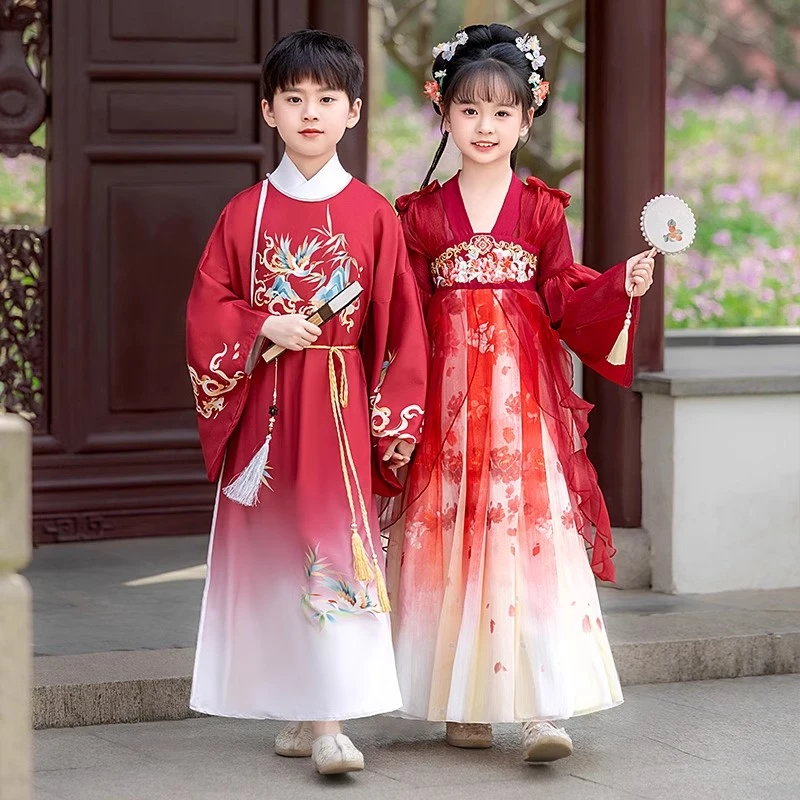 春秋表演服飘逸服装中国风2025小女孩汉服茶艺连衣裙女童套装