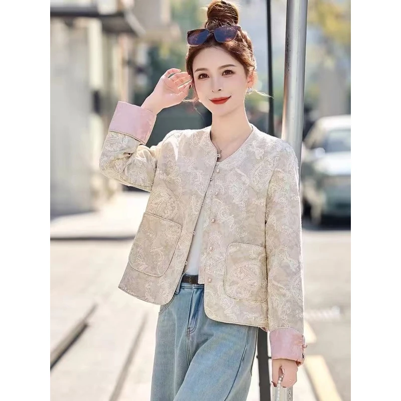 新中式新国风洋气外套女2025春季新款小个子气质显瘦短款提花上衣