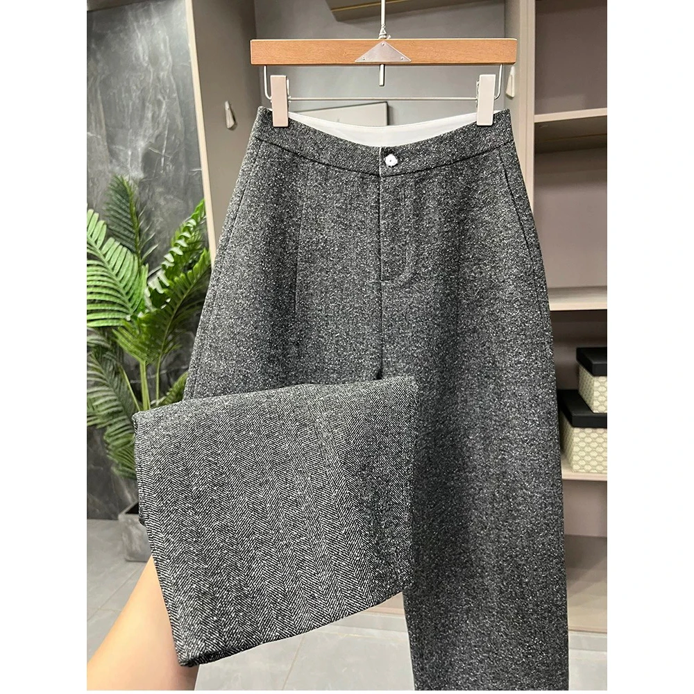 zhang&bai25新年高定 | 【黑松露】高奢老钱雪花直筒裤加厚保暖