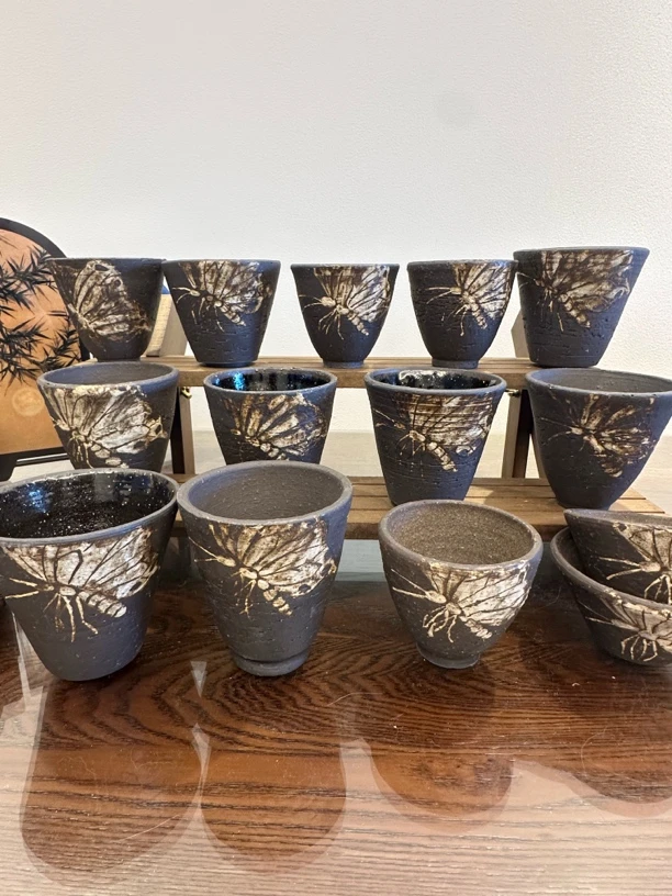 纯手工陶艺铁砂泥蝴蝶杯