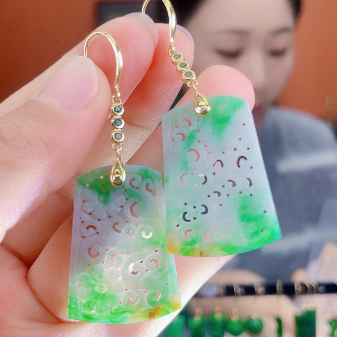 翡翠银S925镶嵌耳饰