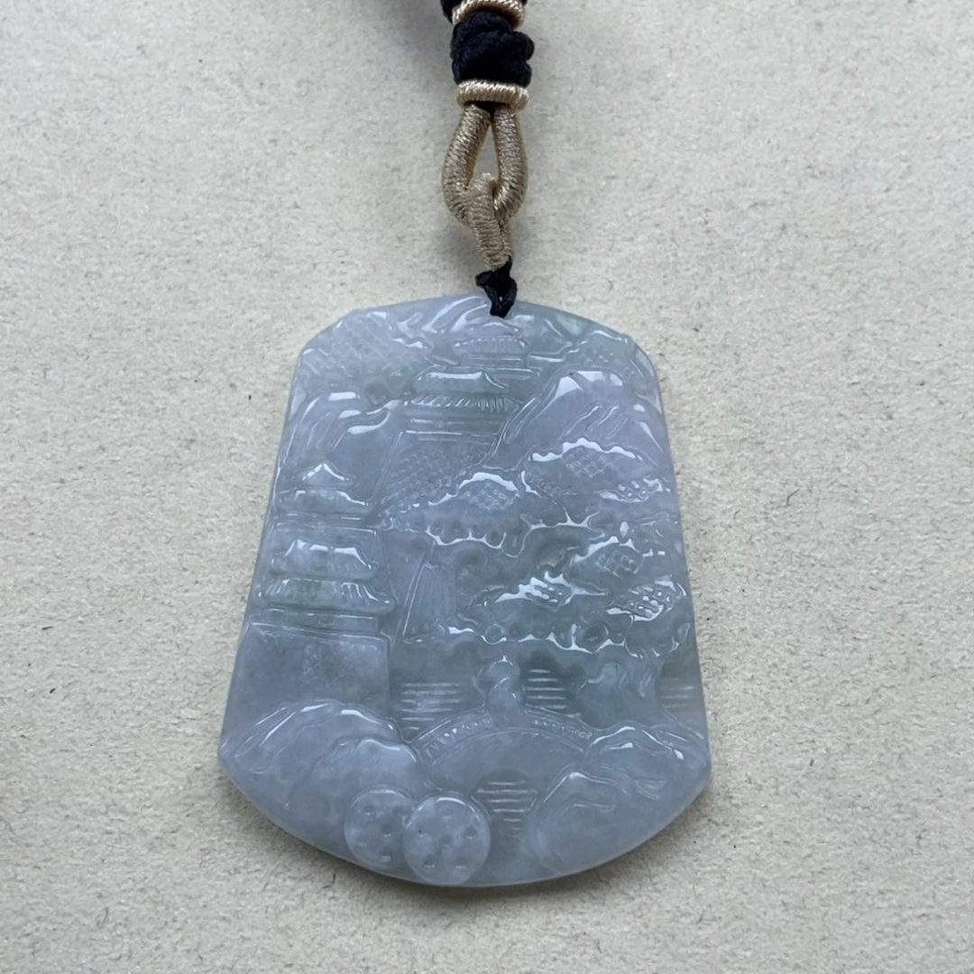 翡翠未镶嵌颈饰山水牌