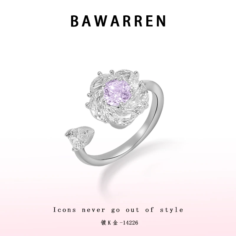 Bawarren 14228-【花好月圆】精致小众优雅戒指