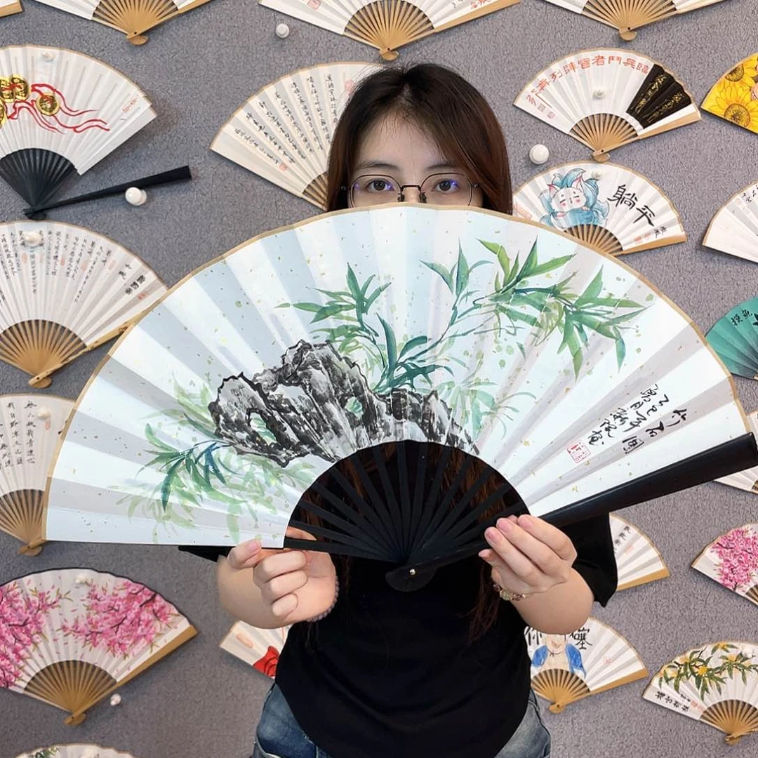 书法10寸-仿乌木福利折扇（默认粘好）