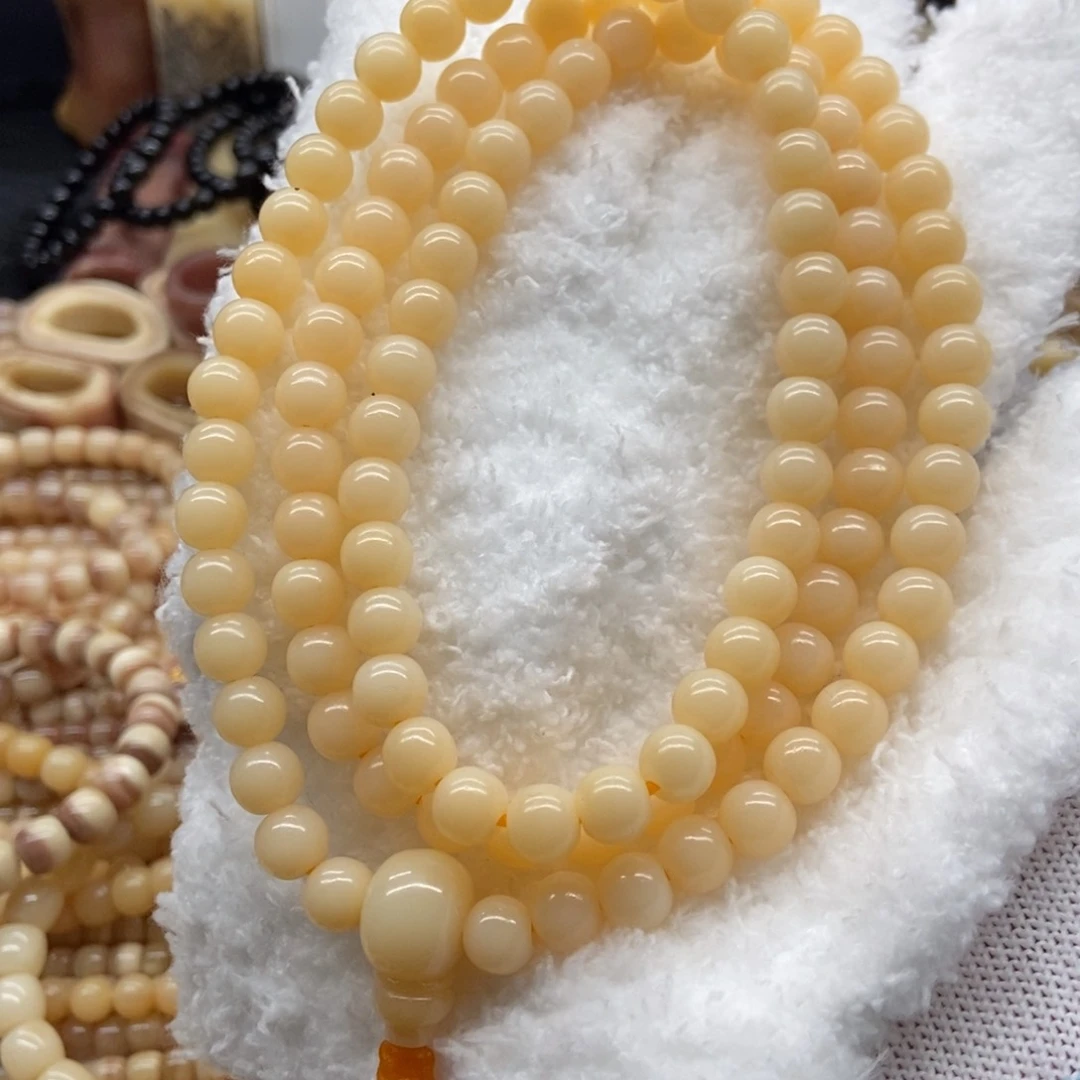 驼骨手串/手链8毫米黄透圆珠108