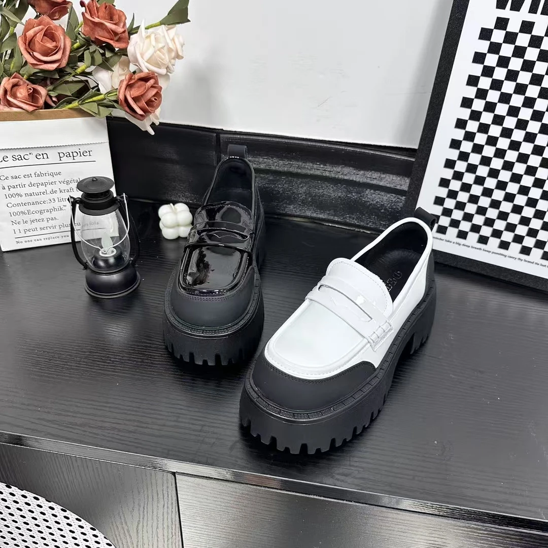 春季新款时尚休闲女鞋复古乐福鞋厚底潮流一脚蹬1708/1553