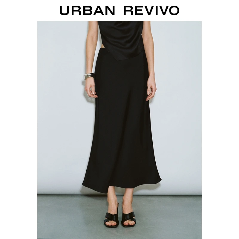 UR2025秋季新款女装气质魅力垂感长裙鱼尾半裙UWM550034+