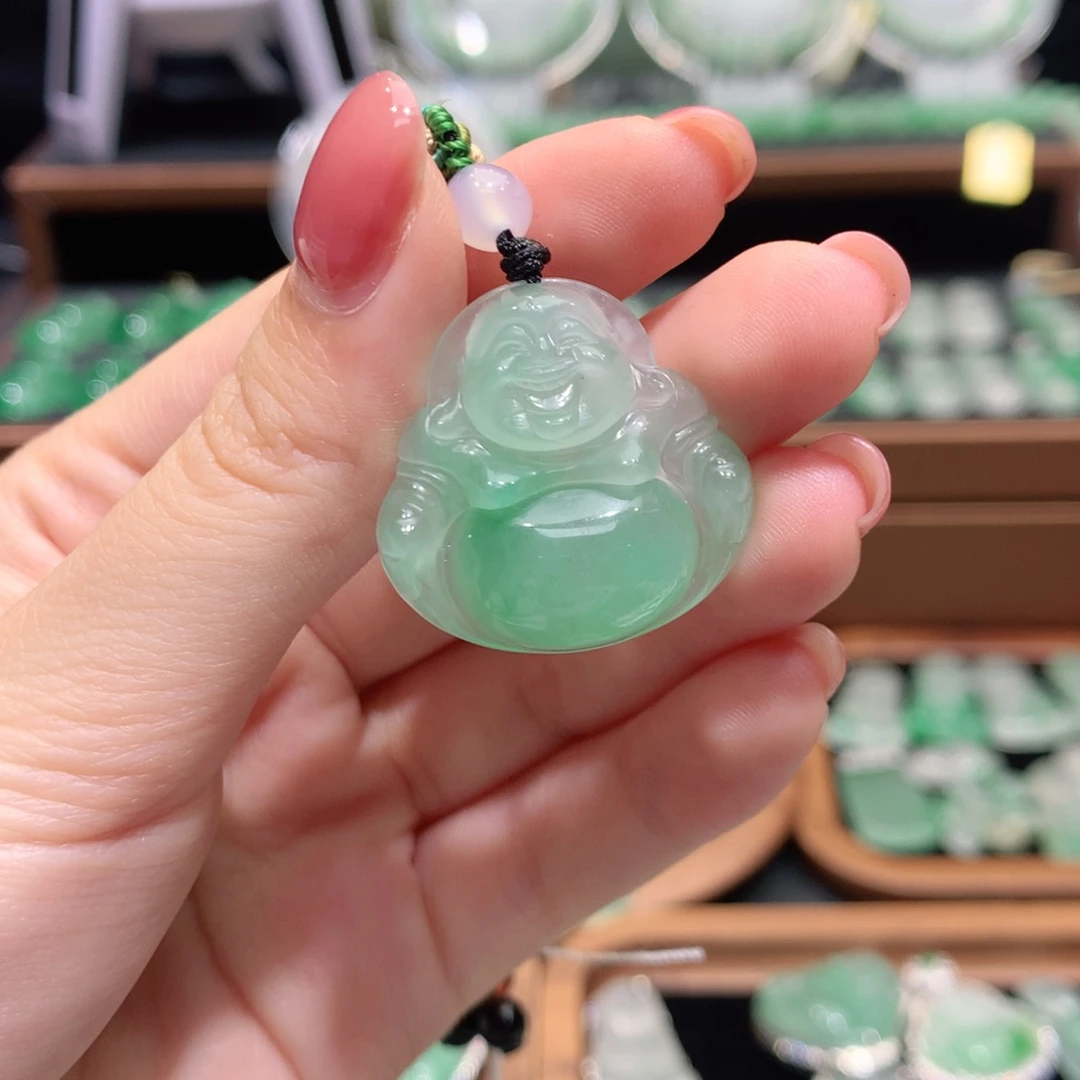 石英质玉（非洲翠）未镶嵌颈饰慧*佛公