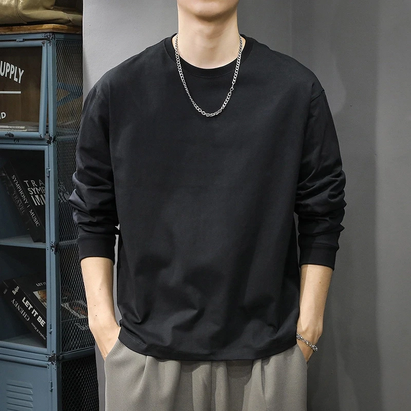 Cebrodz美式潮牌重磅纯棉长袖t恤男春季宽松休闲打底衫