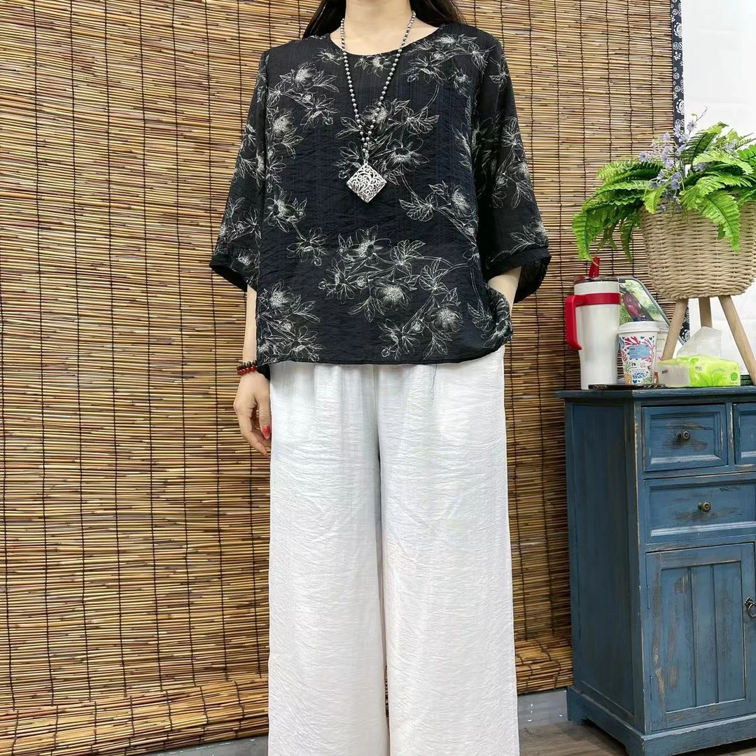 10096春夏新款宽松显瘦优雅气质T恤小衫