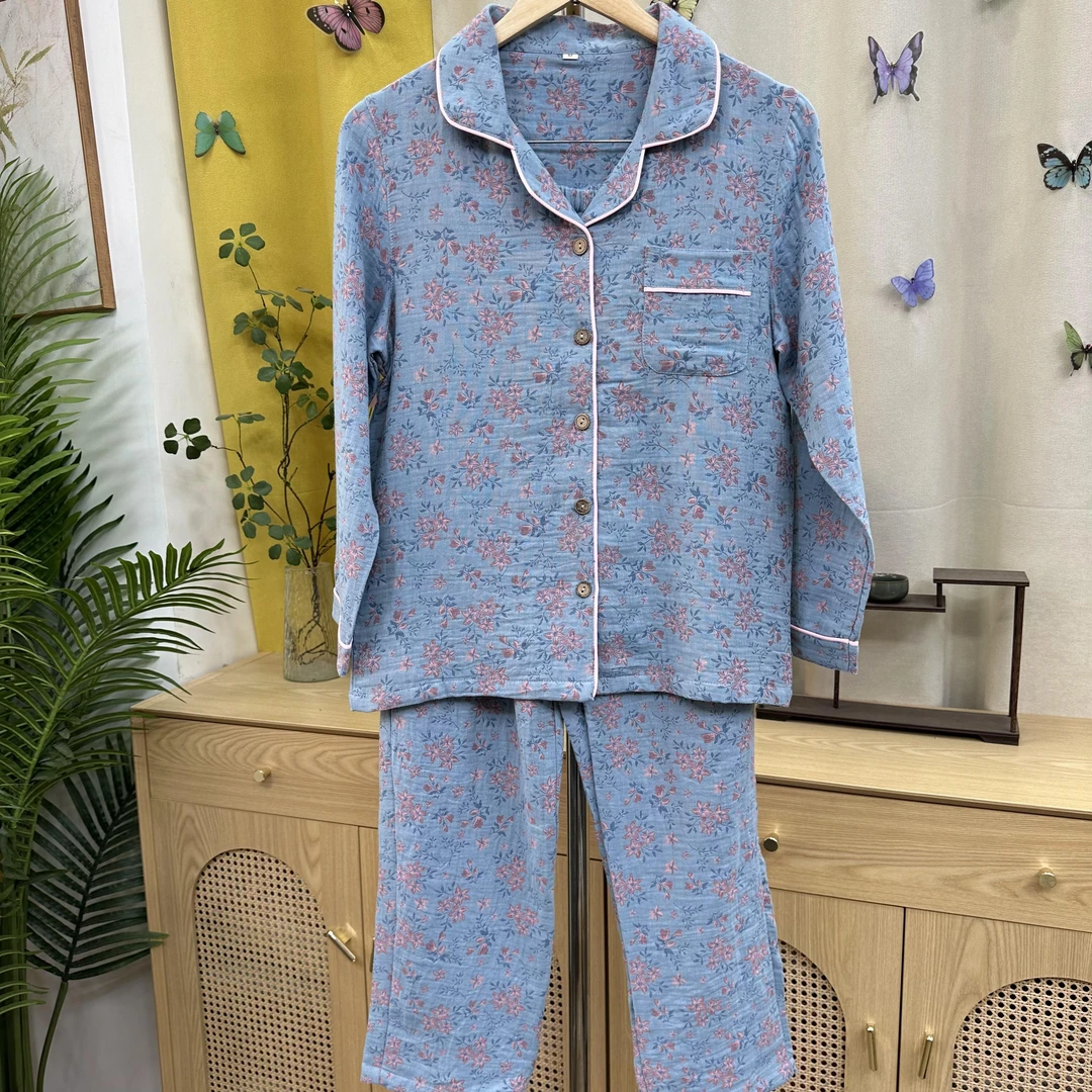 25款兰花全棉睡衣提花棉纱宽松空调服可外穿洋气家居服
