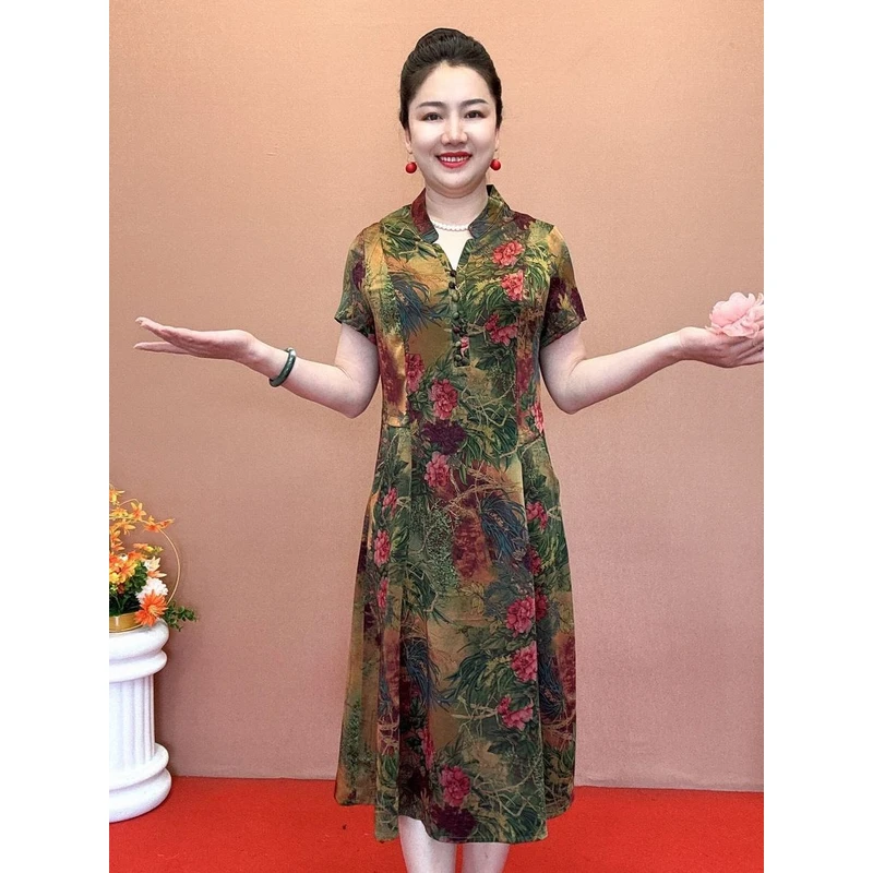 妈妈母亲节连衣裙新款夏装洋气时尚中式中老年夏季裙子气质