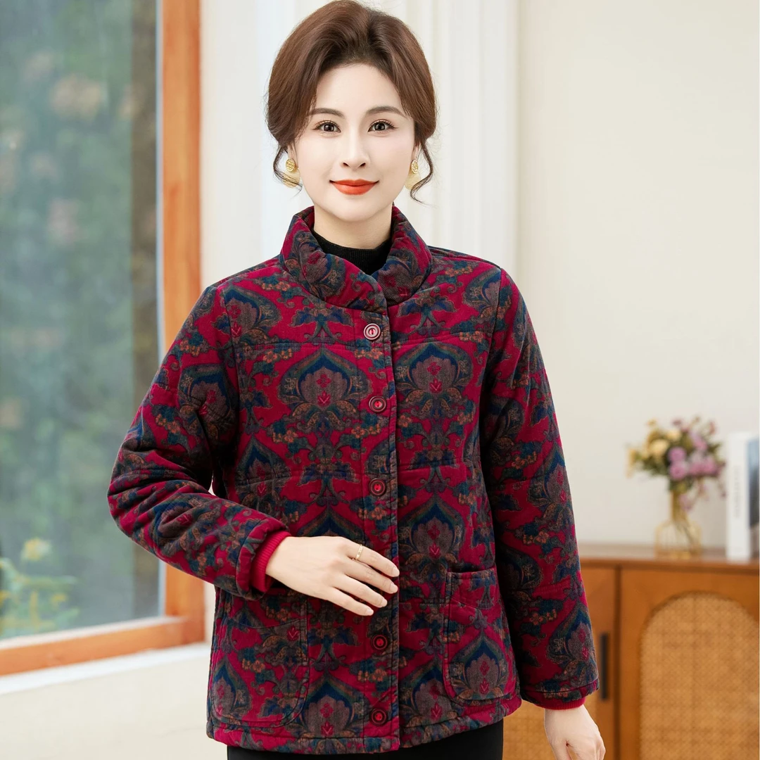 2025新款立领中老年女装妈妈奶奶装老人棉衣冬季加厚冬装大码