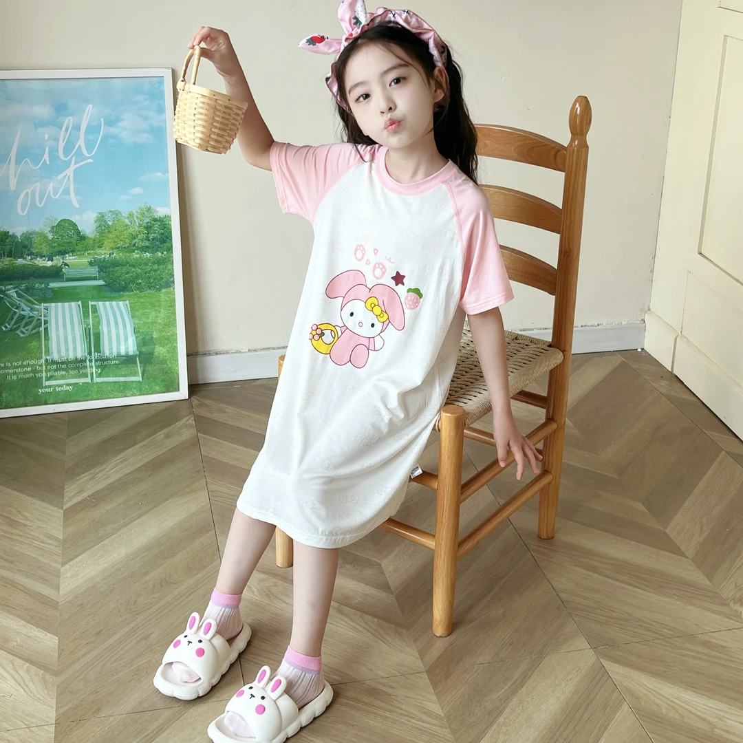 【7A抗菌】其其宝宝亲子女宝宝夏季优可丝莱赛尔多巴胺风格连衣睡裙