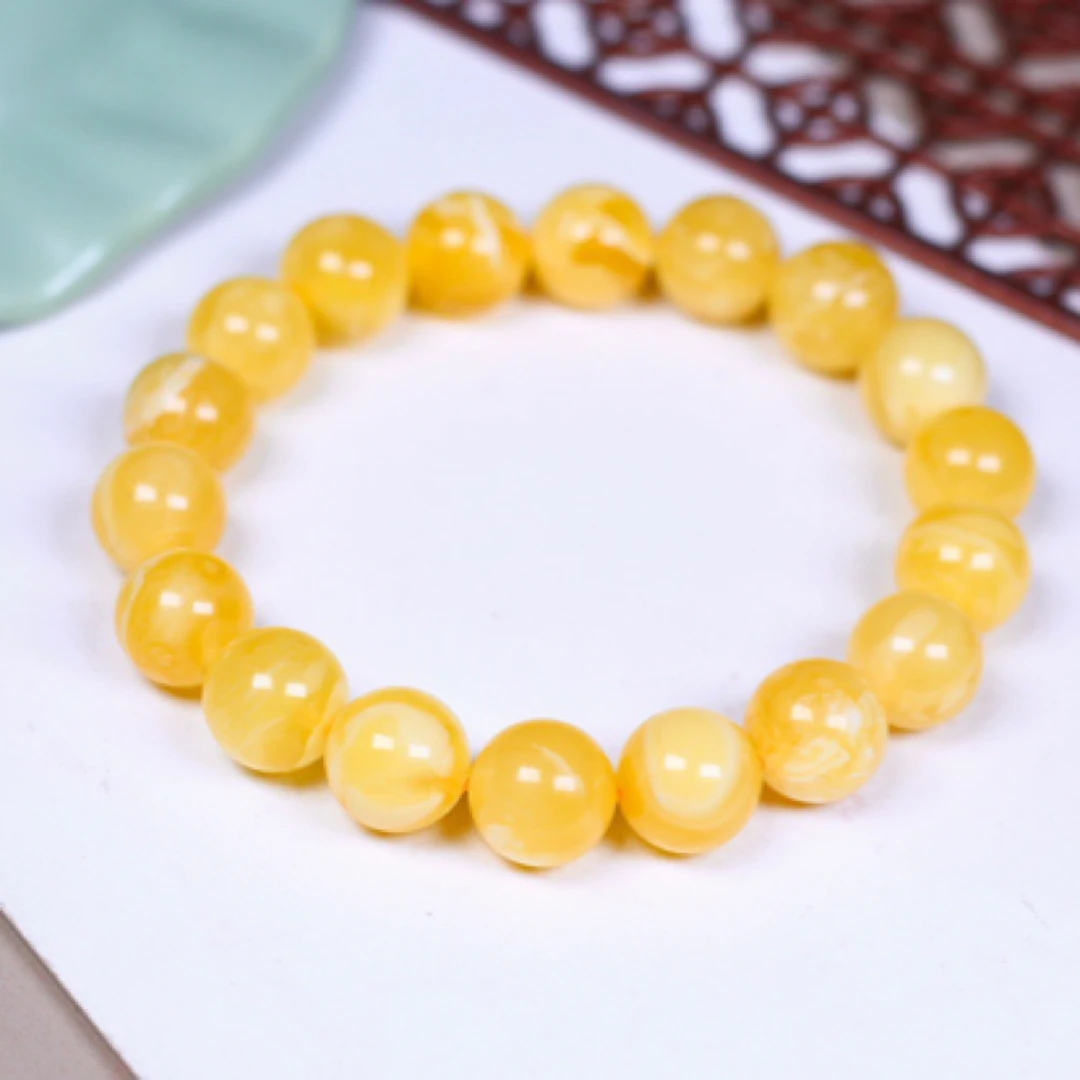 11+mm焦皮料圆珠手串 16.12克，纹路清晰，橘白相间，实物很好看