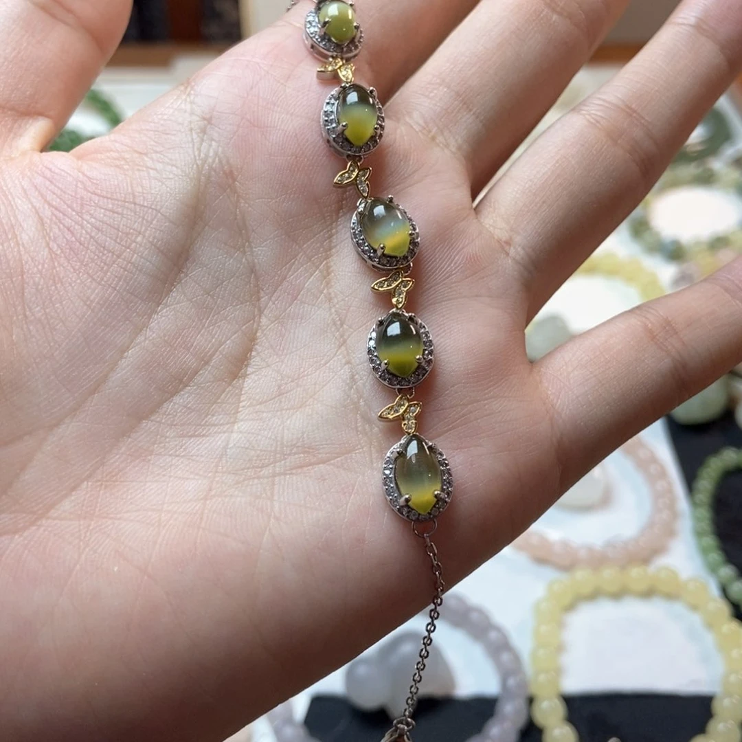 手链银S925镶嵌和田玉