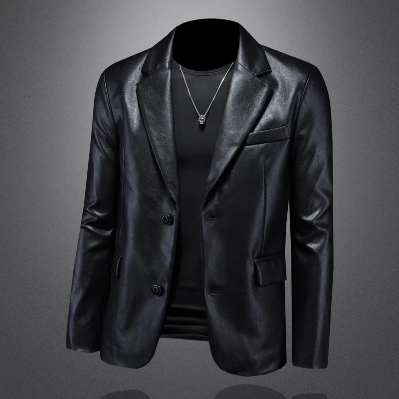 Zero Degree North高品质西装皮衣男士修身帅气骑士皮质夹克外套