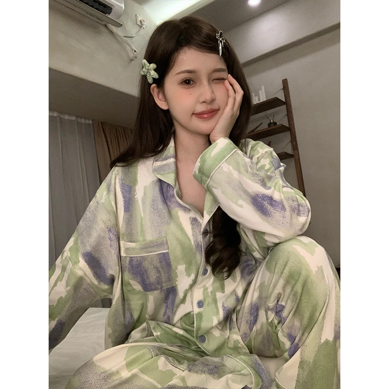 女大睡衣女款爆款2025新款大码舒适春秋宽松可外穿长袖家居服套装