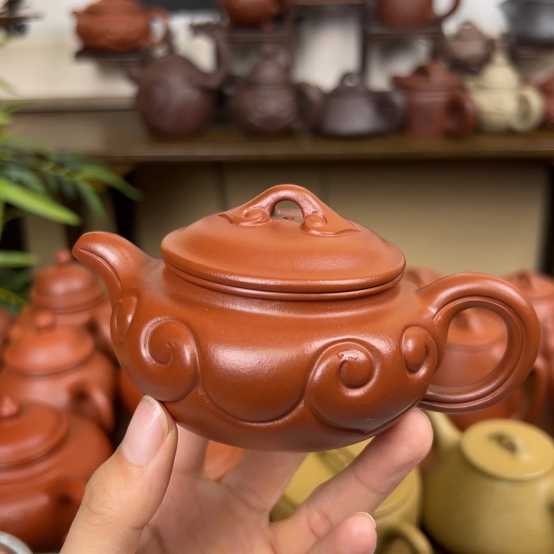 糖***子茶壶紫砂紫砂壶仿古如意朱泥150cc全