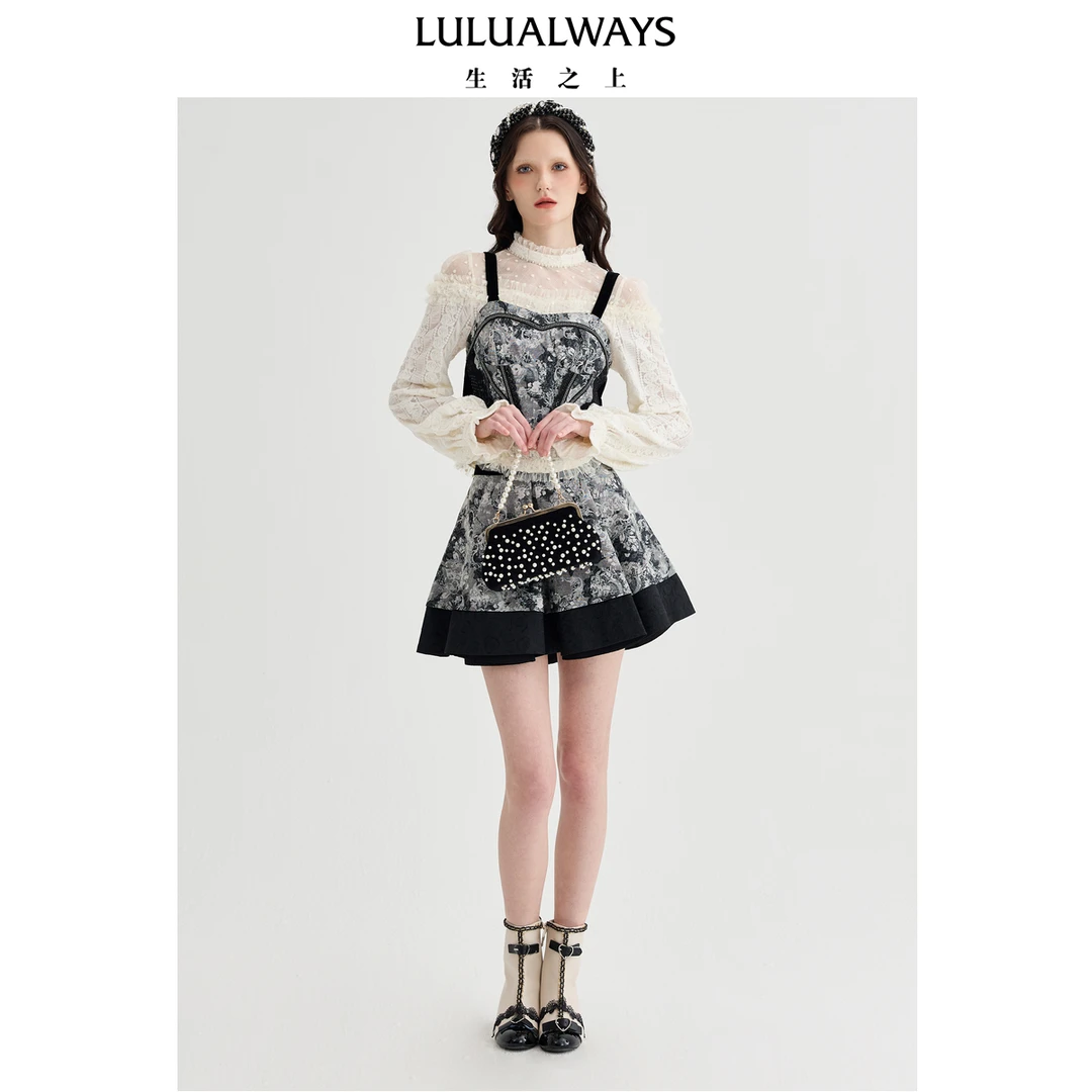LULUALWAYS【商场同款】25春季新款简约经典百搭小众提花拉链吊带