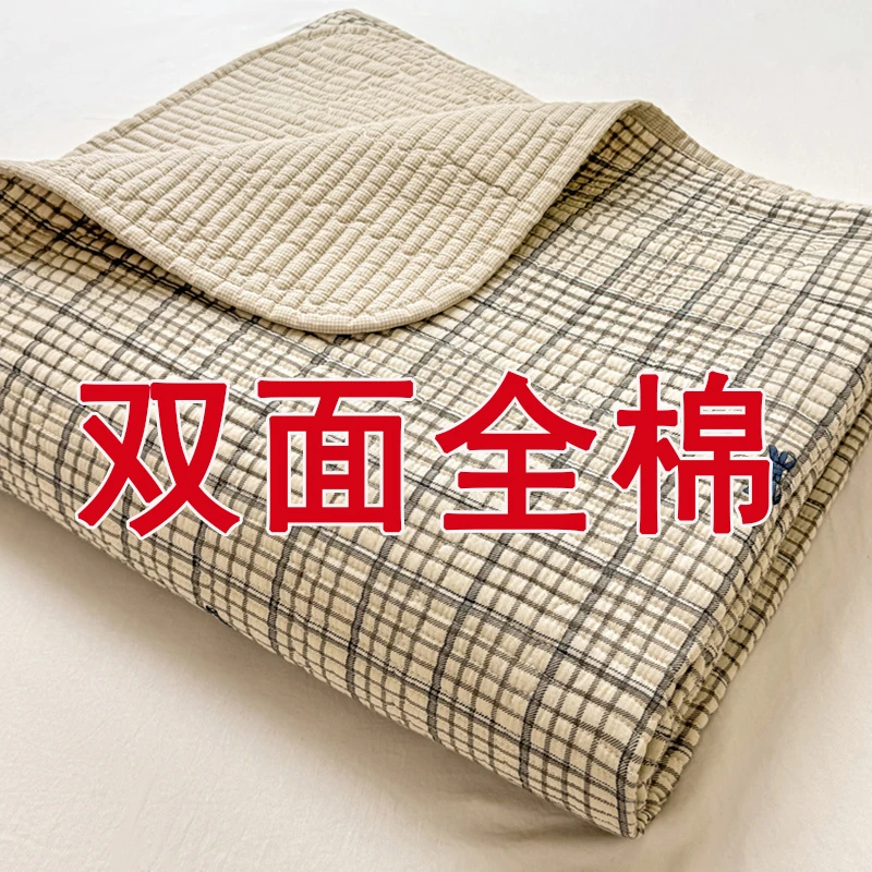 双面纯棉斜纹夹棉床盖单件四季通用100全棉榻榻米加厚床单两用夏