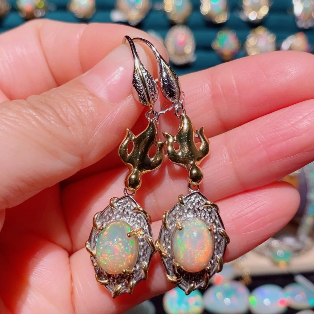 欧泊欧泊耳饰银S925镶嵌