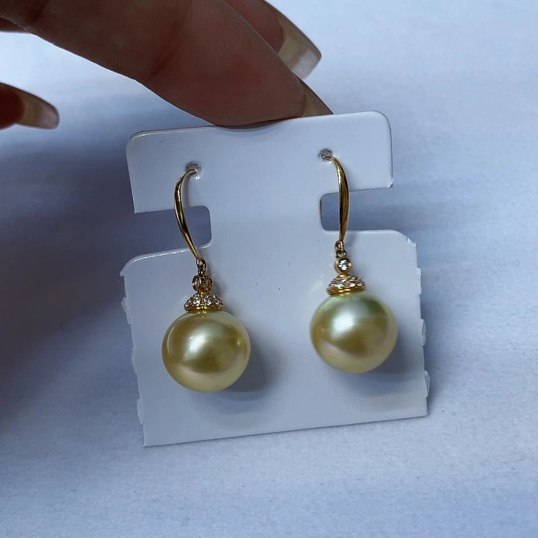 海水珍珠耳饰18K金镶嵌金珠